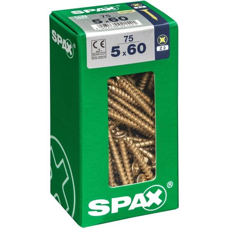 SPAX Lot de 75 vis acier tête fraisée pozidriv SPAX, Diam.5 mm x L.60 mm (1/5)