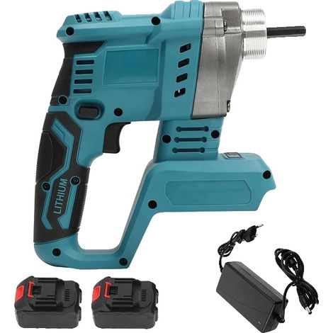 Vibratore per calcestruzzo, motore ad alta potenza, vibrazione a 3200 giri/minuto, 2 batterie, 1 caricabatterie (1/2)