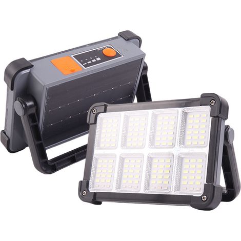 Foco LED a batería, foco LED para obras, lámpara LED solar recargable de 4 modos, luz de trabajo LED portátil, impermeable, USB, para garaje, camping, mantenimiento y emergencias [Clase energética E], (1/5)