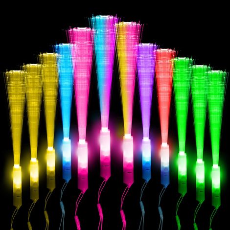 Bâtons Lumineux LED Fibre Optique – Lot de 12 avec Piles – Idéal Fêtes,Concerts,Mariages,Événements – Pour Adultes et Enfants (1/5)
