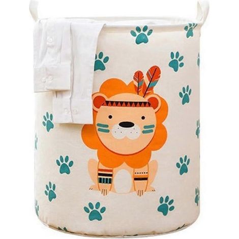 Grand panier de rangement pour filles et garçons, panier à linge pliable avec longues anses, panier de rangement avec poignées, doublure en toile imperméable pour la maison (1/5)