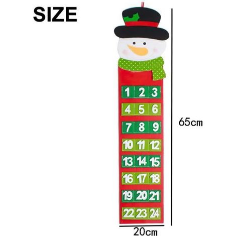 Calendrier de l'Avent de Noel - - Sapin de Noel en feutre - 24 poches - 65x20cm (1/4)