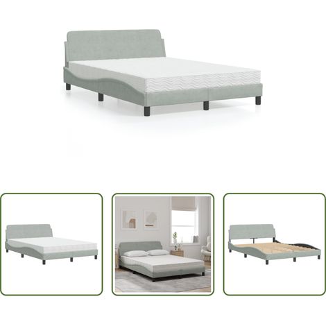vidaXL Matratze mit Schaumstoff - Bett mit Matratze "Dover" Hellgrau 140x190 cm Samt (1/5)