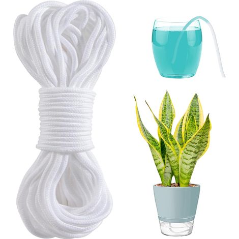 1 x Mèche, 15 m, Coton, Blanc, 6 mm, Arrosage automatique, DIY, Plantes pots jardins intérieur extérieur (1/5)