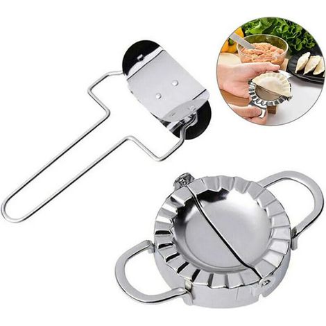 Ravioli- und Teigtaschenform aus Edelstahl, 2-teiliges Set aus Edelstahl-Teigtaschenformen und Kuchenschneider