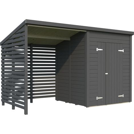 Abri de jardin en bois Leif 3,0+2,9 m2 Peint gris foncé (1/5)