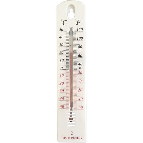 Thermomètre mural en plastique pour usage intérieur ou extérieur - Blanc, -50 à +50 °C - Celsius + Fahrenheit / Taille : 20 cm