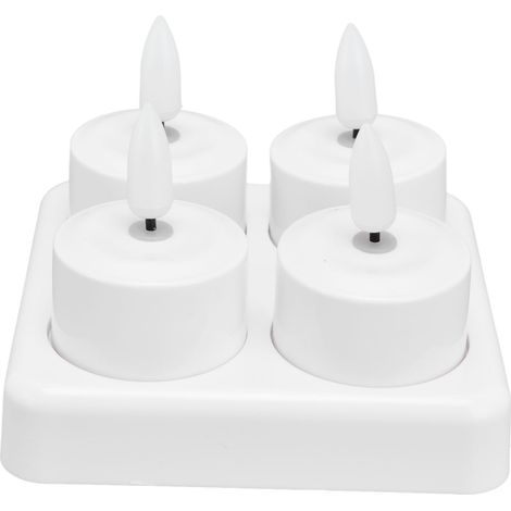 Bougies LED jaunes sans flamme à effet vacillant, avec socle de chargement, pour décorations de fêtes et mariages (prise 100-240 V). (1/5)