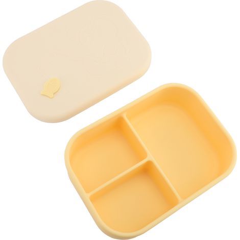 Professionelle Silikon-Lunchbox mit 3 Fächern, mikrowellengeeignet, leicht, auslaufsicher, mit lebensmittelechten Trennwänden, gelb