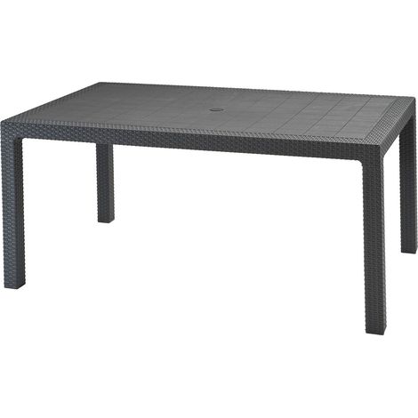 Tavolo da Giardino Keter Melody 160,5x94,5x74,5 cm Effetto Rattan e Legno Grafite (1/5)