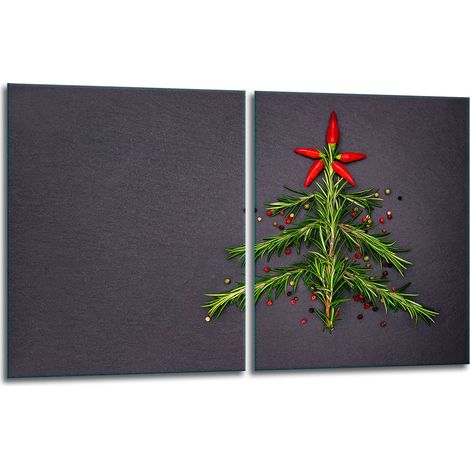 2 plaques de protection en verre pour cuisinière 40x52 Noël (1/5)