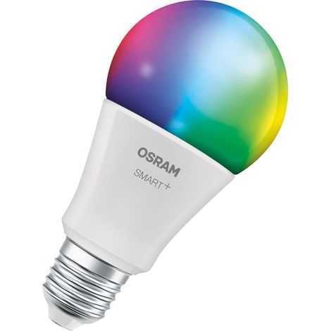 Ampoule LED OSRAM SMART+, forme d'ampoule A100 RGBW E27, pack de 3, compatible Matter, multicolore, blanc réglable, application et commande vocale via WiFi