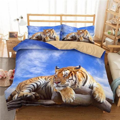 Bettwäsche-Set 200x220cm mit Tigerdruck, 2 Kissenbezüge 80x80cm, Mikrofaser