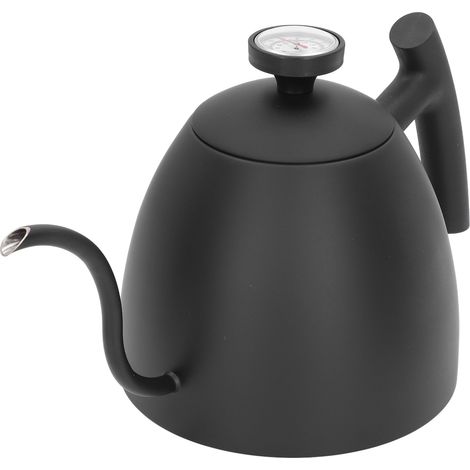 Kaffeekessel, 800 ml Fassungsvermögen, schwarzer Schwanenhals-Edelstahl-Kaffeekessel mit Thermometer für den Haushalt oder das Café (1/5)