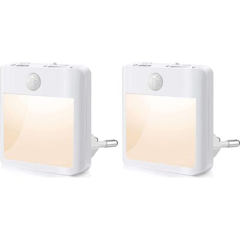 Set mit 2 Nachtlichtern zum Einstecken, Nachtlichter mit Bewegungssensor (EIN/AUTO/AUS), dimmbare LED-Nachtlichter 3500K Warmweiß, Kindernachtlichter für Schlafzimmer, Flur, Treppe, Küche, Wohnzimmer (1/5)