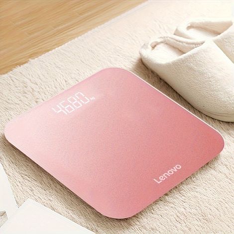 Balance de salle de bain numérique, balance de poids corporel de haute précision avec écran LED rétroéclairé, mesure le poids jusqu'à 400 livres / 180 kg Sans batterie Rose (sans batterie) (1/5)