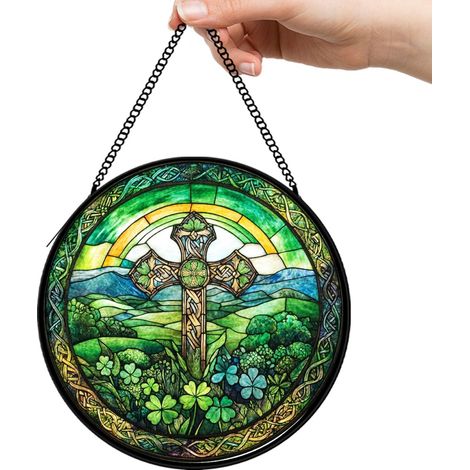 30 cmDécor attrape-soleil vitrail fleurs oiseaux papillons, suspension fenêtre, idée cadeau maman femme (1/5)