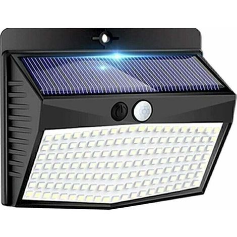 Lampe solaire extérieure 138 LED, projecteur solaire sans fil étanche IP65 avec capteur de mouvement intégré, 3 modes d’éclairage (sécurité/détection/continu), idéal pour jardin, terrasse, allée et ga
