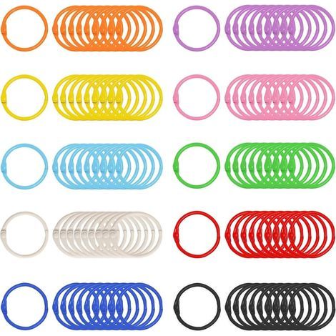 Lot de 100 Anneaux en Plastique, Anneaux Colorés, Anneaux de Reliure Ronds et Flexibles, Adaptés aux Cahiers, Albums Photo, Fiches et Agendas, Anneaux de Documents, Anneaux de Livres (20 mm) (1/5)
