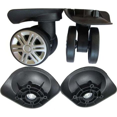 Bagages Roues De Remplacement, 1 Paire A19 Bricolage Remplacement Roues à Bagages Accessoires de réparation Roue Frein muet(Double Row Wheel Bla) (1/4)