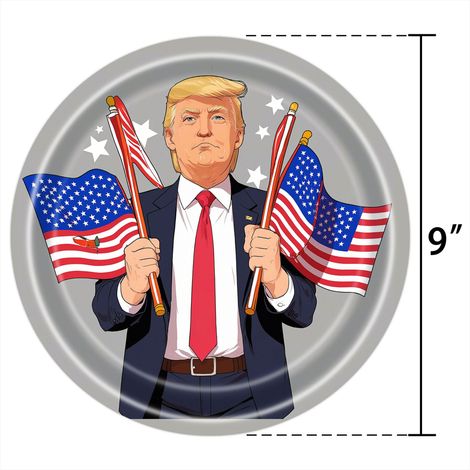 Assiettes en carton 96 pièces Thème Trump Fête Anniversaire - Assiettes Papier 7 et 9 pouces, Gobelets et Serviettes pour Déco de Table (1/4)