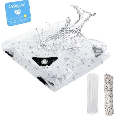 Bâche transparente, imperméable, lourde, Transparent, W4 x L5m (1/2)