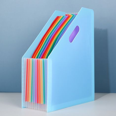 Classeur accordéon A4 vertical à haut incliné - Organisateur de documents extensible à grande capacité, Sac de rangement portable pour papiers et copies d'examen pour maison et bureau (1/5)