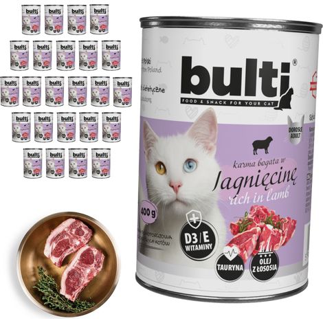 BULTI pâtée pour chat à l'agneau, boîte de 24 x 400 g (1/3)