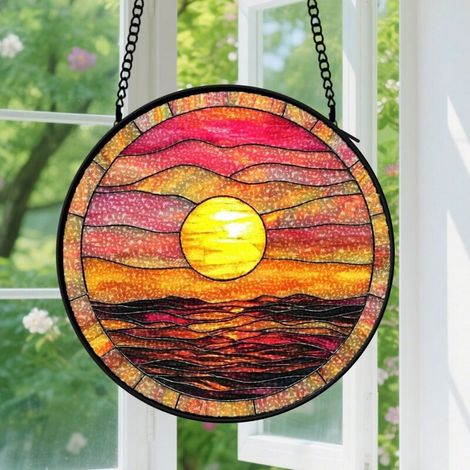 15cm Suspension en Vitrail Minimaliste, Attrape-Soleil Élégant Unique Artistique Coloré en Verre, Décoration Maison Intérieure (1/5)