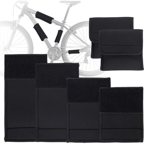 Protection Cadre Vélo en Néoprène, Protection Cadre Vélo Transport Anti Rayures, Lot de 6 avec 4 Protections Cadre S/M/L/XL et 2 Housses Pédales pour Porte-vélos,VTT,Vélos Route (1/5)