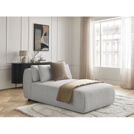 BOBOCHIC - Méridienne avec têtière pour canapé modulable JANA tissu chiné Gris clair (1/5)
