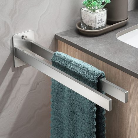 Porte Serviette Salle de Bain Double Porte-Serviettes Murale Brossé en Acier Inoxydable 304 Argent pour Salle de Bain, Cuisine