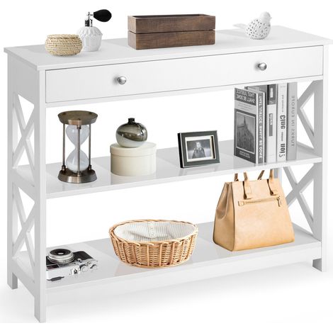 3-Tier Console Table Sofa Table X-Design Entryway Table for Hallway Living Room (1/5)