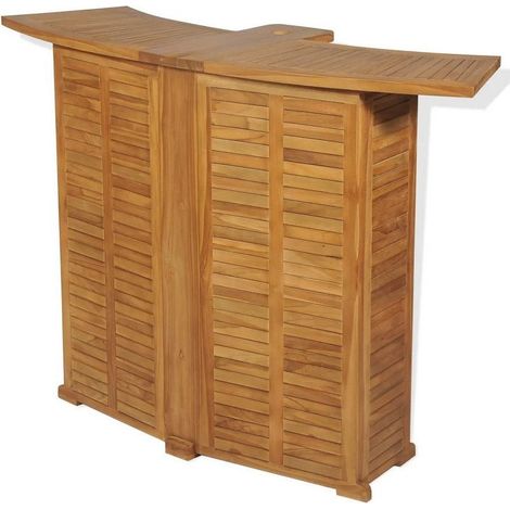 Comptoir de bar pliable teck massif clair Aqual (1/4)
