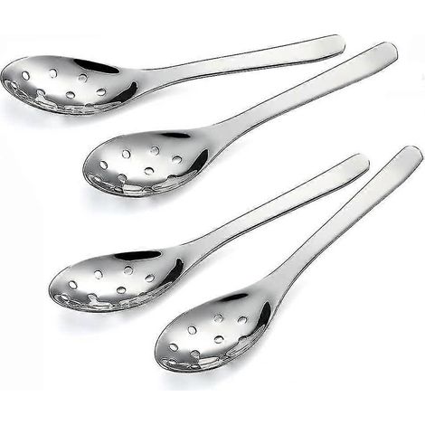 Kleine, gelochte Löffel, 4er-Set, modern und elegant, mit kurzen, dicken und schweren Griffen. (1/5)