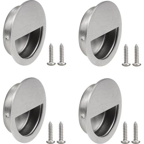 Maniglie rotonde a incasso per porte scorrevoli – Set di 4 pezzi in acciaio inox, finitura discreta e facile installazione