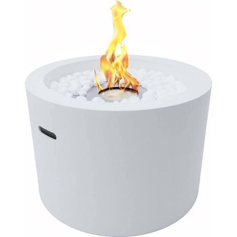 Dmora - Bioethanol-Kamin Aielli, Ökologischer Kamin, Rauchfreies Feuer, Heizung mit Ethanol, Made in Italy, 48x48 h33 cm, Weiß