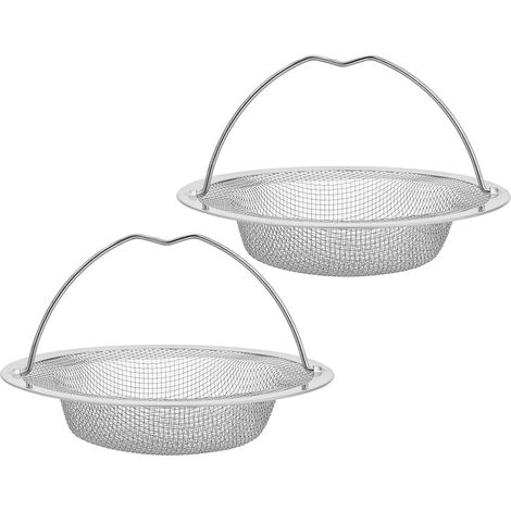 Lot de 2 crépines d'évier avec poignée en acier inoxydable, compatibles avec la plupart des accessoires d'évier de cuisine. (1/5)