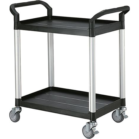 Chariot de service polypropylène Noir 2 Plateaux 800 x 480 x H950 mm - Matériel CHR Pro