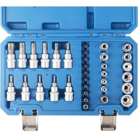 Set of 34 Torx sockets 3/8" 1/4" E4-E20 sockets I T10-T60 (1/5)