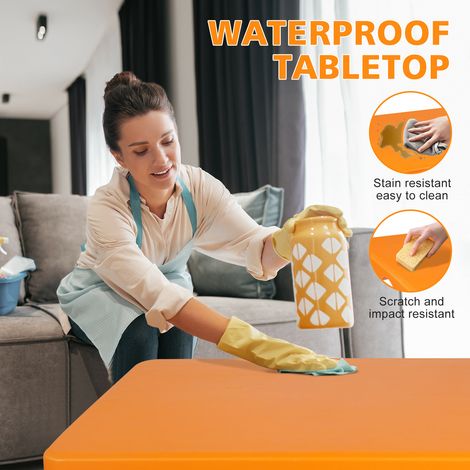 Table pliante portable robuste de 125 cm avec poignée, hauteur réglable, multifonctionnelle, idéale pour le camping, les pique-niques et les fêtes en intérieur/extérieur, capacité de charge 135 kg (Or (1/5)
