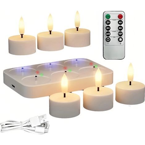 Bougies chauffantes rechargeables, lot de 6 (1/5)
