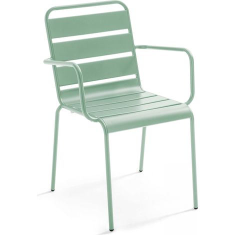 Fauteuil en métal vert sauge - Palavas