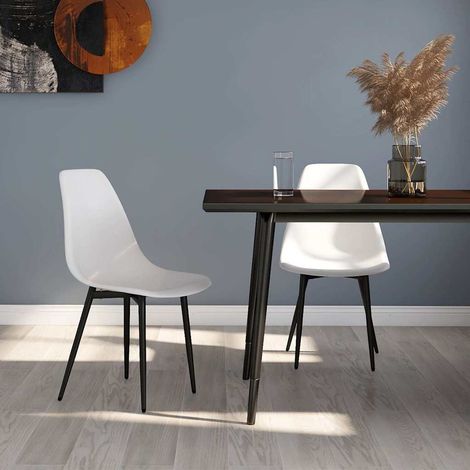 vidaXL Sillas de comedor 2 unidades blancas PP (1/5)