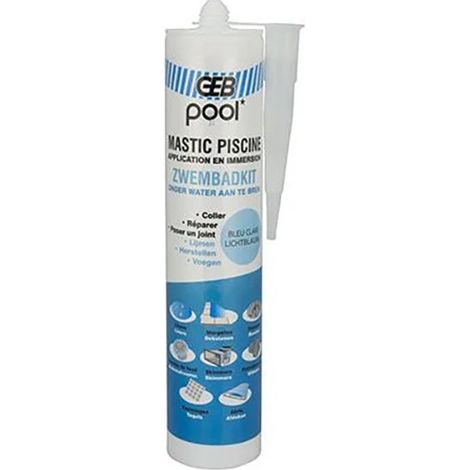Mastic piscine GEB POOL 290mL – Étanchéité sous l'eau – Collage margelles et carrelages – Résistance chimique et thermique