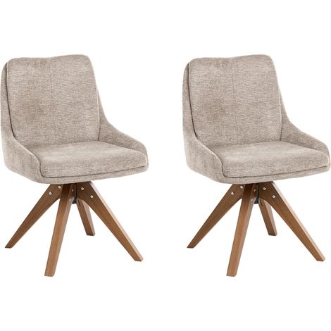 Conjunto de 2 sillas de comedor base giratoria sin reposabrazos patas de madera gris pardo Dorris (1/5)