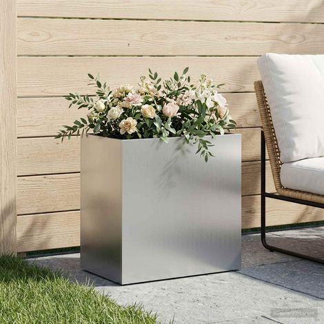vidaXL Macetero de Jardín Plateado 50 x 30 x 50 cm Acero Galvanizado (1/5)