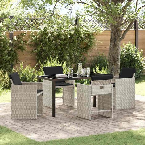 Garden Dining Set 5 pcs Light Grey Poly Rattan vidaXL (1/5)