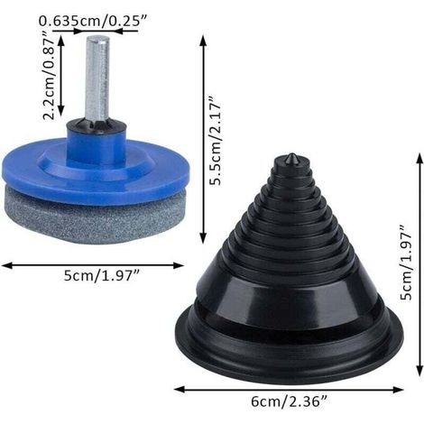 Lot de 4 aiguiseurs de lame pour tondeuse à gazon universels pour perceuse à main avec 1 affûteur d'équilibrage pour jardin, cour, cuisine Bleu