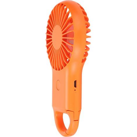 Ventilateur portable rechargeable USB, 3 vitesses, mini ventilateur mousqueton tendance, orange (1/5)